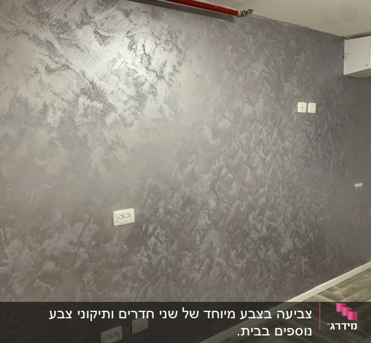 קיר צבוע בטקסטורה דקורטיבית אפורה